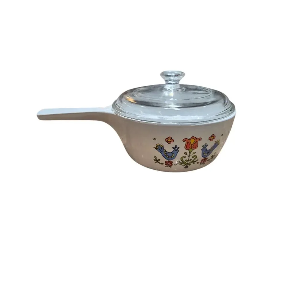 Vintage Corning Ware Country Festival Blue Bird Skillet w/Lids (P-81-B & P-82-B)